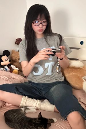 American Style Oversized Short Sleeve Women's Summer Heart Letter Print Loose Round Neck T-Shirt | High Street Fashion