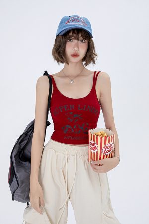 American-Style Printed Camisole for Women - Summer 2023 Niche Design, Trendy Short Spicy Girl Top