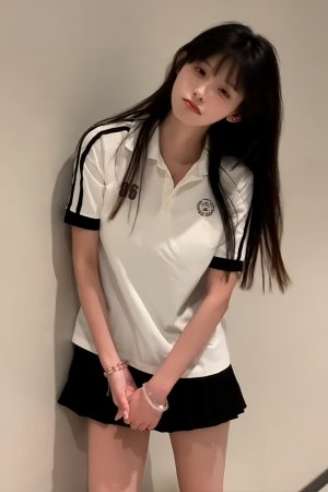 American-Style Shoulder Flip Collar Short Sleeve T-Shirt for Women - Casual College Style Polo Top for Spring & Summer