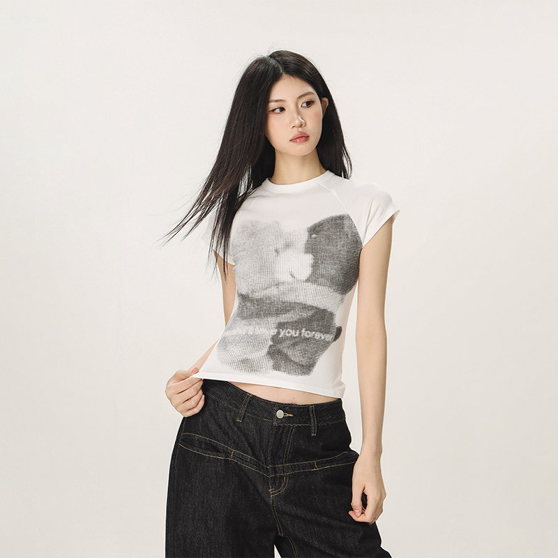 American Style Slim Fit Printed T-Shirt for Women - Beer Team Captain Summer Short Sleeve Top American Style Slim Fit Printed T-Shirt for Women - Beer Team Captain Summer Short Sleeve Top