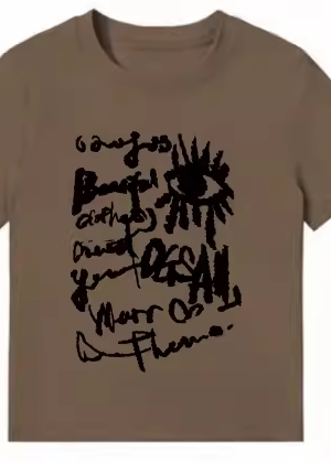 American Style Slim-Fit Short T-Shirt for Women - Summer Graffiti Print, Stretchy, Flattering Shoulder Top