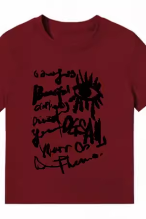 American Style Slim-Fit Short T-Shirt for Women - Summer Graffiti Print, Stretchy, Flattering Shoulder Top