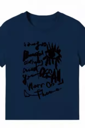 American Style Slim-Fit Short T-Shirt for Women - Summer Graffiti Print, Stretchy, Flattering Shoulder Top