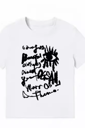 American Style Slim-Fit Short T-Shirt for Women - Summer Graffiti Print, Stretchy, Flattering Shoulder Top