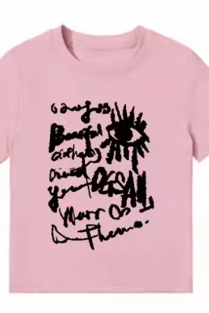 American Style Slim-Fit Short T-Shirt for Women - Summer Graffiti Print, Stretchy, Flattering Shoulder Top