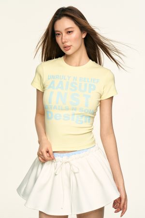 American-Style Spicy Girl Round Neck Short Sleeve T-Shirt for Women - 2025 Summer Letter Print Casual Top
