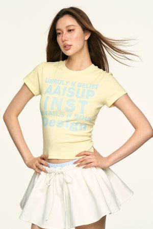 American-Style Spicy Girl Round Neck Short Sleeve T-Shirt for Women - 2025 Summer Letter Print Casual Top