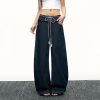 American-Style Spicy Girl Ruffled Wide-Leg Jeans - Curved Blade Design, Loose Fit, Spring/Summer Fashion, Trendy Casual Pants