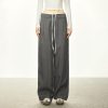 American-Style Striped Faux Two-Piece Suit Pants for Women - Loose Wide-Leg Casual Trousers for Spring and Autumn Fashion