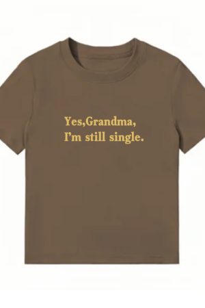 American Style Vintage Slim-Fit Cropped T-Shirt for Women - Summer Slogan Printed Short Sleeves