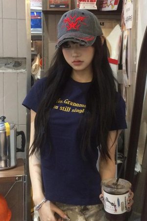 American Style Vintage Slim-Fit Cropped T-Shirt for Women - Summer Slogan Printed Short Sleeves