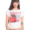 American Vintage Car Print Women's Summer Slim Fit Short Sleeve T-Shirt - High Elastic, Comfortable, Retro Style