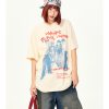 American Vintage Character Print Short Sleeve T-Shirt for Women - Casual Loose Summer Top, Retro 90s Style