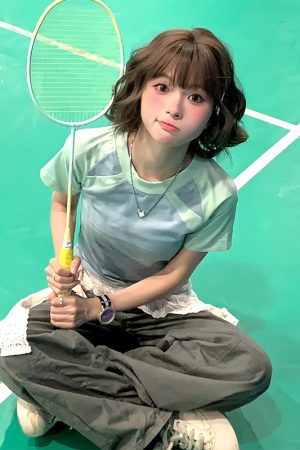 American Vintage Color-Blocked Jersey T-Shirt for Women, Summer Raglan Short Sleeve College Style Sporty Top