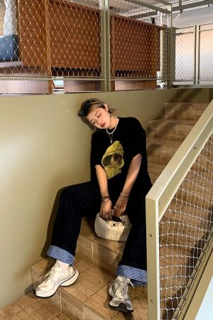 American Vintage Dark Blue Wide-Leg Jeans for Women - Loose Slim Straight Fit - 2025 Spring Fashion