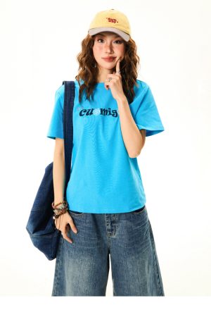 American Vintage Gray Short Sleeve T-Shirt for Women - Versatile Summer Casual Top with Cleanfit Design