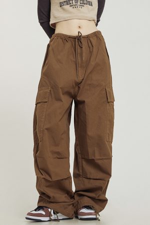 American Vintage Khaki Loose Straight Leg Casual Work Pants for Men and Women - Summer Wide Leg Slightly Flared 90s Style