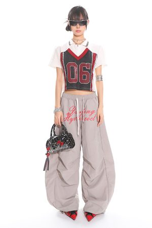 American Vintage Lace Digital Polo Collar Top - Women's Summer Short Sleeve Casual Sports T-Shirt