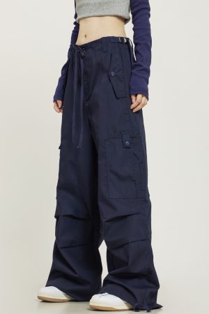 American Vintage Multi-Pocket Loose Straight-Leg Cargo Pants for Men and Women - Casual Paratrooper Style Trousers