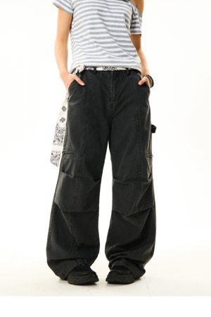 American Vintage Pleated Wide-Leg Work Pants for Women - Loose and Slimming Casual Style, Versatile Fashion Essential