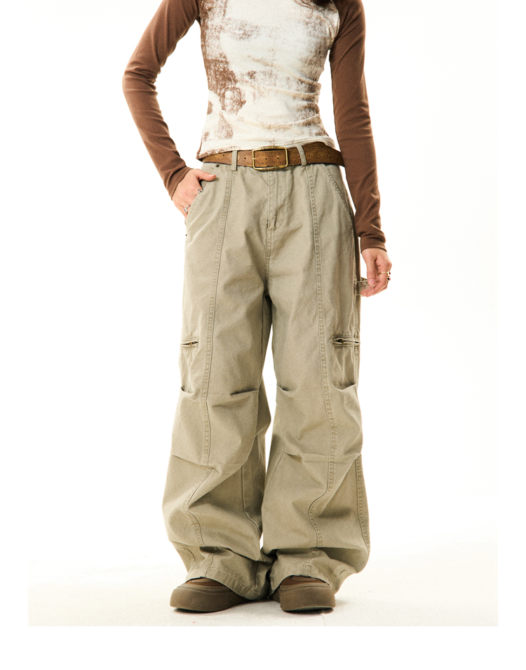 American Vintage Pleated Wide-Leg Work Pants for Women - Loose and Slimming Casual Style, Versatile Fashion Essential American Vintage Pleated Wide-Leg Work Pants for Women - Loose and Slimming Casual Style, Versatile Fashion Essential