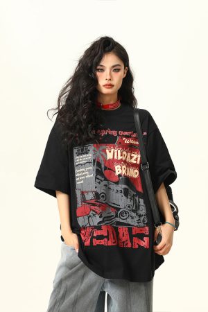 American Vintage Short Sleeve T-Shirt for Men and Women, Trendy Niche Print, 2025 Summer Style, Casual 90s Inspired Tee