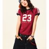 American Vintage Sorona Sports Short Sleeve T-Shirt for Women - Summer Slim Fit Raglan Crop Top, Casual 90s Style