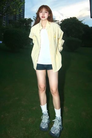 American Vintage Striped Long Sleeve Shirt with Dog Embroidery, Spring Style Loose Top, Casual 90s Inspired Jacket