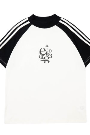 American Vintage Style Short Sleeve T-Shirt for Women, Summer Raglan Slim Fit Top, Y2K Inspired Fashion