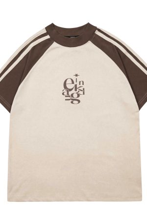 American Vintage Style Short Sleeve T-Shirt for Women, Summer Raglan Slim Fit Top, Y2K Inspired Fashion