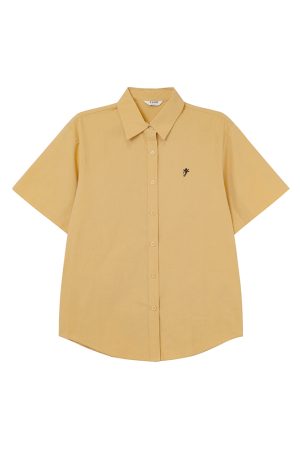 Angel Embroidery Short Sleeve Shirt for Women - Loose Slim Fit Summer Tee in Small Size, Trendy 2025 Style