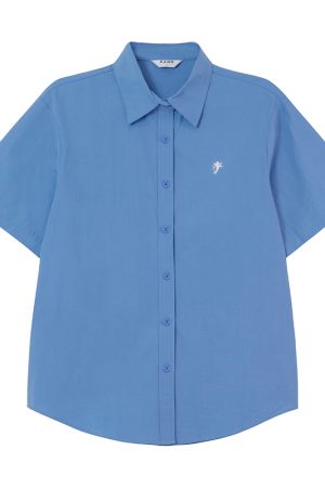 Angel Embroidery Short Sleeve Shirt for Women - Loose Slim Fit Summer Tee in Small Size, Trendy 2025 Style