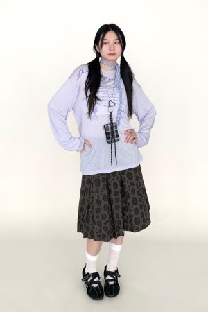 Angel Print Sheer Cover-Up Top - Lightweight Long Sleeve, Loose Fit, Early Autumn Fashion, Perfect for Layering, Trendy Casual Style