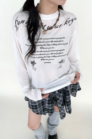 Angel Print Sheer Cover-Up Top - Lightweight Long Sleeve, Loose Fit, Early Autumn Fashion, Perfect for Layering, Trendy Casual Style