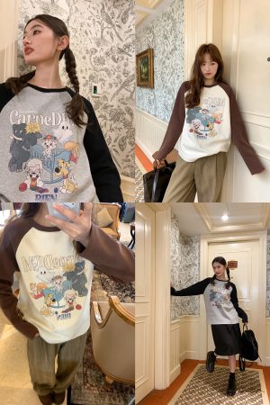 Animal Party Printed Short Sleeve T-shirt for Women, Spring 2025 Loose Fit, Casual Tee, Fun Graphic Top, Y2K Style Fashion.