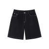 Anime-Style Black Loose Straight Low-Waist Five-Point Shorts for Casual Streetwear, Y2K Aesthetic