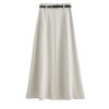Apricot Belt-Style A-Line Suit Skirt for Women, High-Waisted Draped Long Skirt, Flattering for Petite Figures, Spring 2025 Fashion