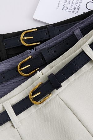 Apricot Belt-Style A-Line Suit Skirt for Women, High-Waisted Draped Long Skirt, Flattering for Petite Figures, Spring 2025 Fashion