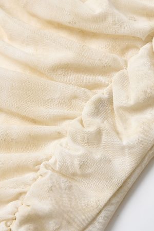 Apricot Gradient Off-Shoulder Top for Women with Flowing Ribbons, Slim Fit Short Sleeves - Summer Fashion Essential