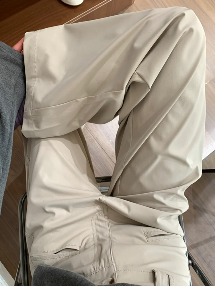 Apricot Straight-Leg Casual Pants for Women, Plus Size Flattering Wide-Leg Work Trousers, 2025 Fashion Trend Apricot Straight-Leg Casual Pants for Women, Plus Size Flattering Wide-Leg Work Trousers, 2025 Fashion Trend