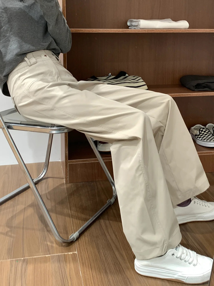 Apricot Straight-Leg Casual Pants for Women, Plus Size Flattering Wide-Leg Work Trousers, 2025 Fashion Trend Apricot Straight-Leg Casual Pants for Women, Plus Size Flattering Wide-Leg Work Trousers, 2025 Fashion Trend