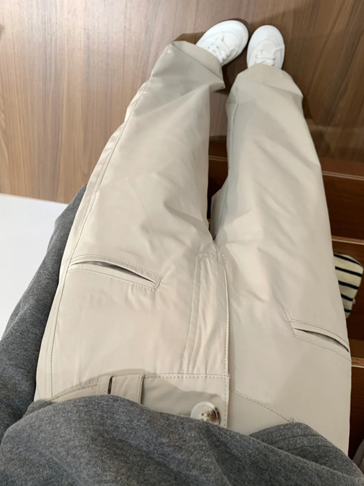 Apricot Straight-Leg Casual Pants for Women, Plus Size Flattering Wide-Leg Work Trousers, 2025 Fashion Trend Apricot Straight-Leg Casual Pants for Women, Plus Size Flattering Wide-Leg Work Trousers, 2025 Fashion Trend