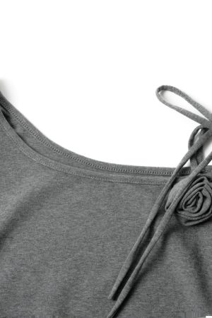 Artistic Blue One-Shoulder Top for Women - 2025 Summer Korean Style Slim Fit Short Sleeve Shirt for Spicy Girls