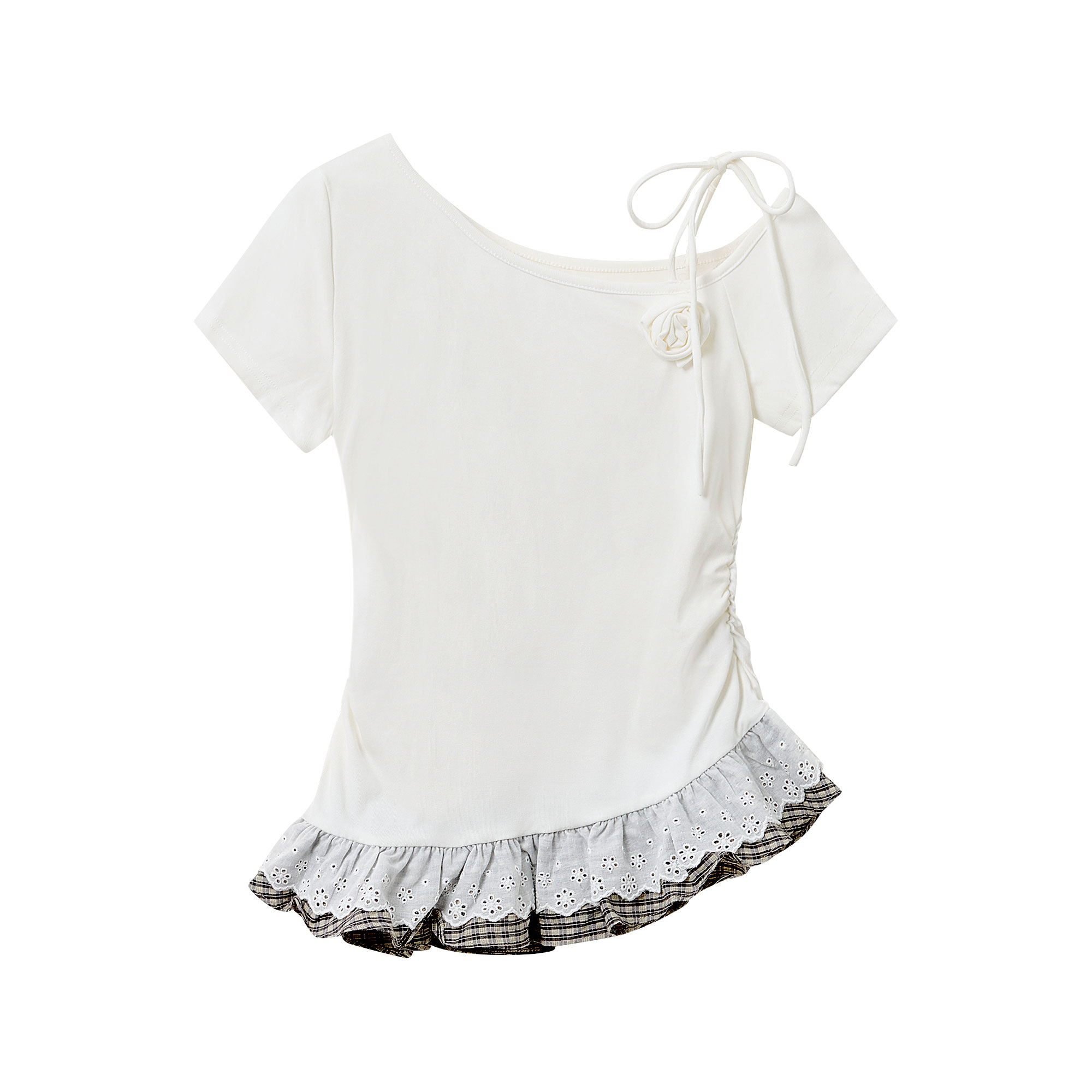 Artistic Blue One-Shoulder Top for Women - 2025 Summer Korean Style Slim Fit Short Sleeve Shirt for Spicy Girls Artistic Blue One-Shoulder Top for Women - 2025 Summer Korean Style Slim Fit Short Sleeve Shirt for Spicy Girls