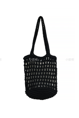 Artistic Forest Style Woven Bucket Tote Bag â€“ Hollow Fishing Net Design, Korean Wind Ins Shoulder Bag for Vacation