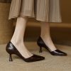 Artistic Retro Genuine Leather High Heels for Women - Pointed Toe, Shallow Mouth, Thin Commuting Shoes, French Style