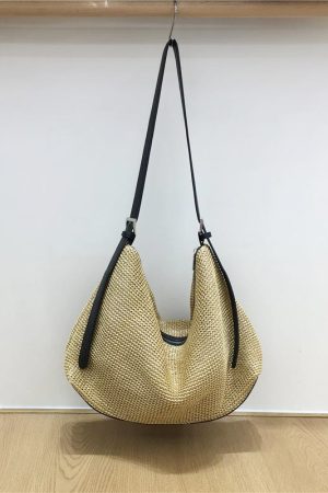 Artistic Straw Woven Bag - Niche Design Casual Crossbody Tote for Vacation & Everyday Use - Stylish Summer Accessory