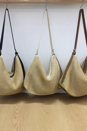 Artistic Straw Woven Bag - Niche Design Casual Crossbody Tote for Vacation & Everyday Use - Stylish Summer Accessory