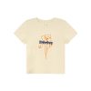 Artistic Towel Embroidery Printed Short Sleeve T-Shirt for Women - Summer Slim Fit Shoulder Top, Casual Chic Style