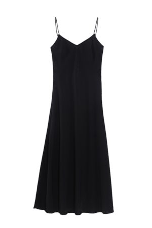 Asymmetrical Fishtail Spaghetti Strap Dress, Wrinkle-Resistant Chiffon, V-Neck, Mid-Length A-Line Dress for Spring and Summer